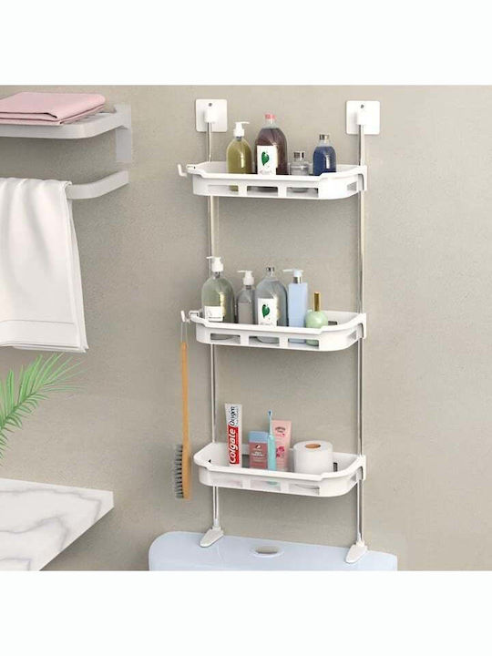 Επιτοίχια Ραφιέρα Μπάνιου Μεταλλική 30x14x88cm Λευκή