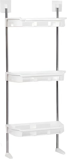 Wall Mounted Bathroom Shelf Metallic 30x14x88cm White