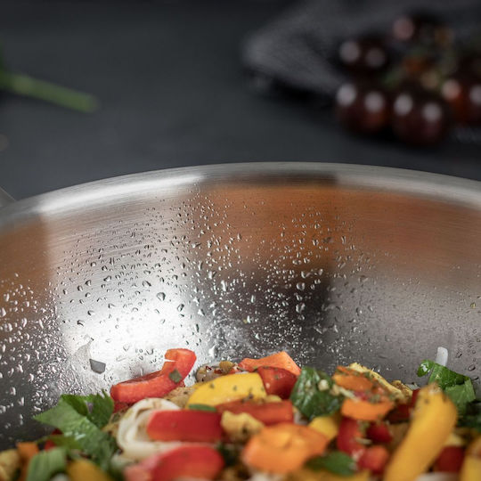 Kuhn Rikon Culinary Fiveply Wok Stainless Steel with Lid Ceramic Coating 28cm