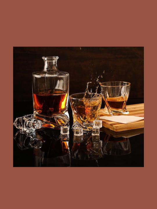 Belle Vous Sticlă Carafă de Servire Whiskey 28buc cu Dop și Pahare Transparentă 800ml 1buc