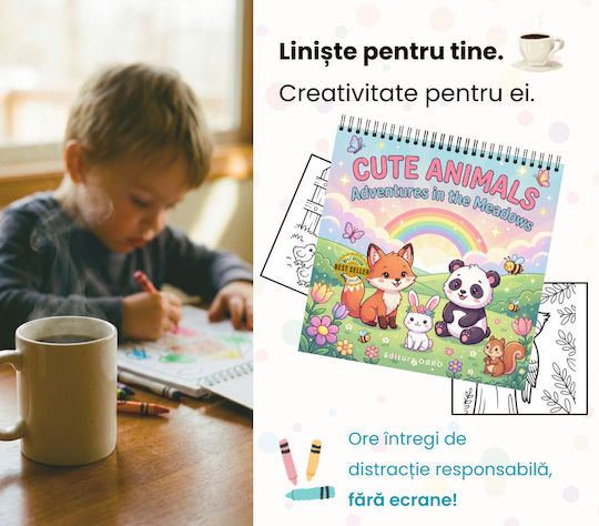 Obro Cute Animals Coloring Book Kids 40 Illustrations Thick Pages 21 X 21 Cm