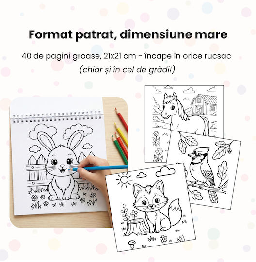 Obro Cute Animals Coloring Book Kids 40 Illustrations Thick Pages 21 X 21 Cm
