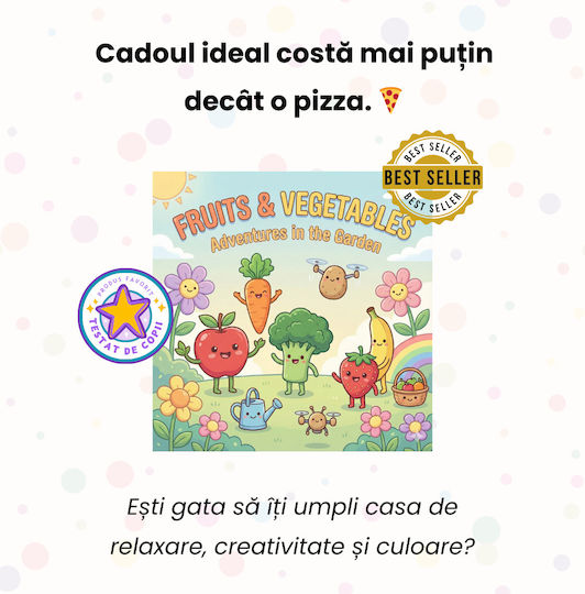 Obro Carte De Colorat Pentru Copii Fructe Și Legume Amuzante 40 Ilustrații Pagini Groase 21 X 21 Cm