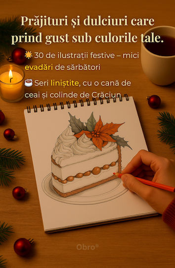 Carte De Colorat A4 Pagini Groase Obro Deserturi De Crăciun 30 De Pagini Relaxare De Sărbători Reducere Stres