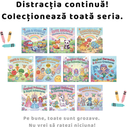 Obro Carte De Colorat Pentru Copii Fructe Și Legume Amuzante 40 Ilustrații Pagini Groase 21 X 21 Cm