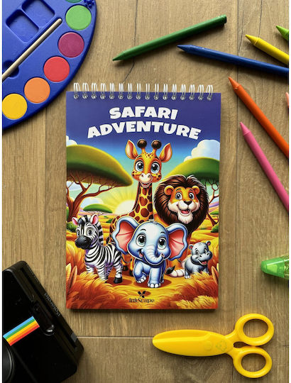 Malbuch Kinder Wilde Tiere 40 Seiten A5 Spiralformat Safari Abenteuer