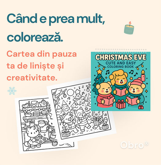 Obro Carte De Colorat Cu Pagini Groase Ajunul Crăciunului Desene Simple Confortabile De Crăciun Pentru Copii Adulți