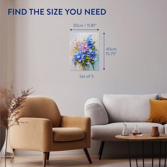 Set 5 Pânze De Pictură Mână 30x40 Cm Țesătură 100% Bumbac Potrivită Pentru Vopsea Acrilică Și Ulei