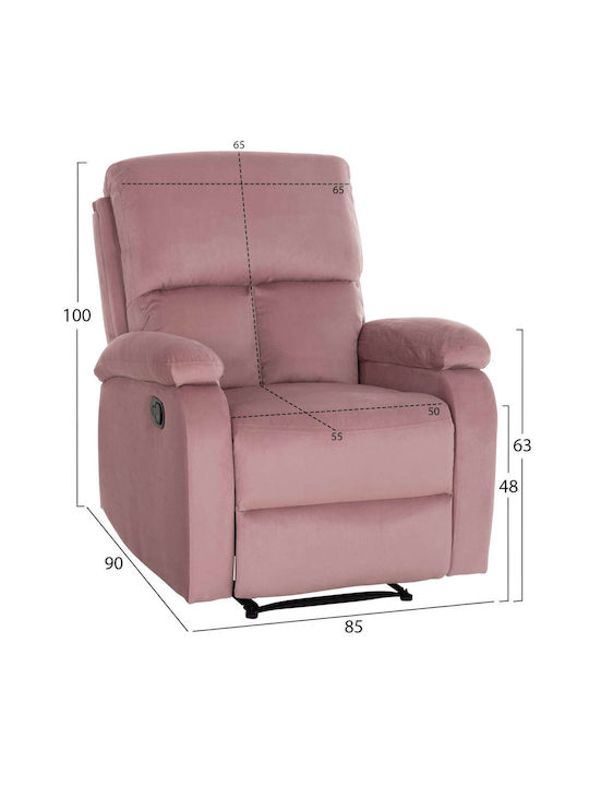 Πολυθρόνα Relax με Υποπόδιο Βελούδινη Ροζ 85x90x100cm