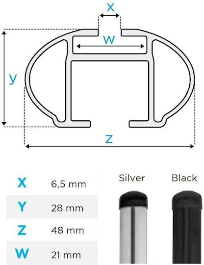Menabo Car Roof Bars Aluminum Tiger Black 118.5 Cm Black Color Audi A4 B9/8w Allroad 5 Doors 2015> Flush Or Raised Rails 2 Pieces 8590/mb Menabo Mp.8590/mb-3