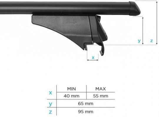 Menabo Aluminum Car Roof Bars Tiger Black 118.5 Cm Black Color Hyundai I30 Pd Station Wagon 5 Doors 2016 Flush Or Raised Rails 2 Pieces 8590/mb Menabo Mp.8590/mb-33