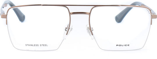 Police Men's Metal Prescription Eyeglass Frame Gold VPLG71 0F68
