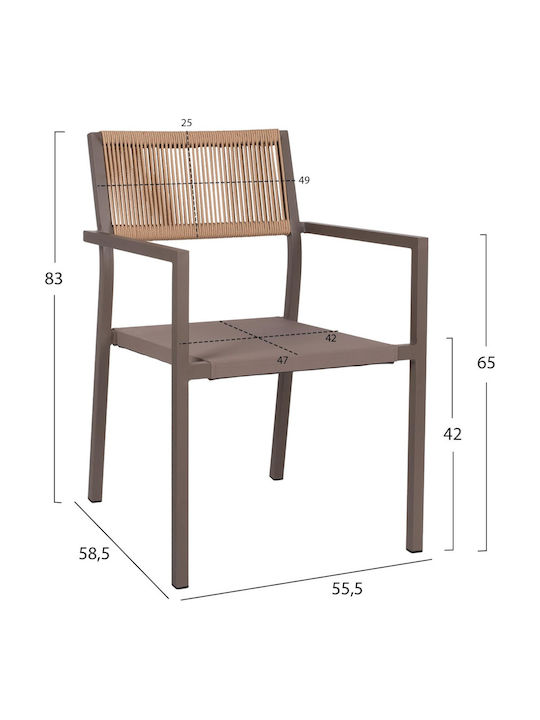 Outdoor Chair Aluminum Champagne 55.5x58.5x83cm
