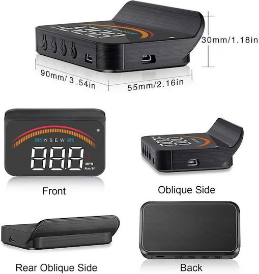 Diagnostic Device Dashboard Information Display On Windshield Speedometer Obdii Euobd M11