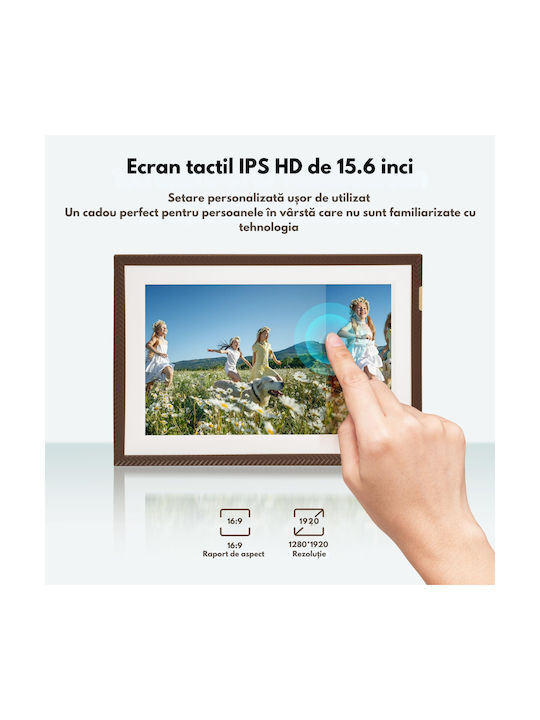 Qova D15 Wifi Ramă Foto Digitală 15,6 Inch Ecran Ips Hd Rezoluție 1920x1080 Memorie 32gb Ecran Tactil Card 128gb Suport Redare Foto Video Control De La Distanță Prin Aplicație Difuzor