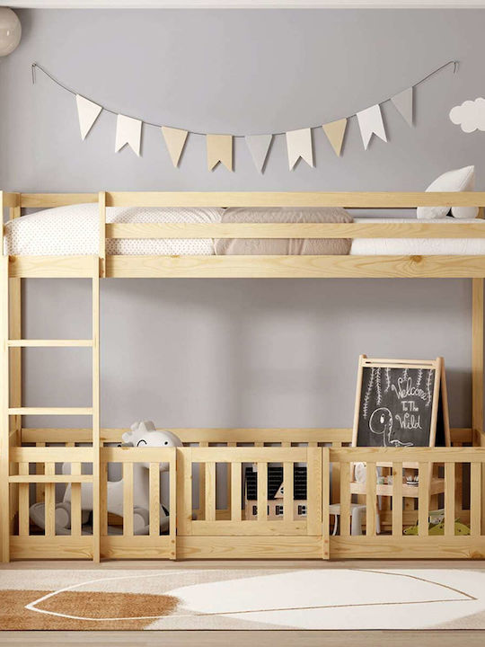 Kinderbett Hochbett Einzeln Beige für Matratze 90x190cm