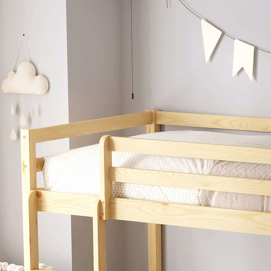 Kinderbett Hochbett Einzeln Beige für Matratze 90x190cm
