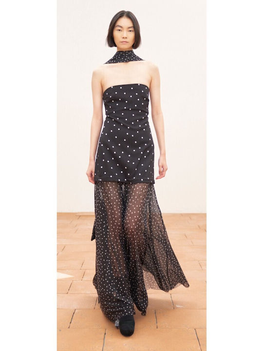 Summer Maxi Dress for Wedding / Christening Strapless with Tulle Black