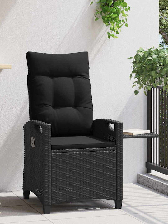 Καρέκλα Εξωτερικού Χώρου Rattan Μαύρο 56x60x112εκ.
