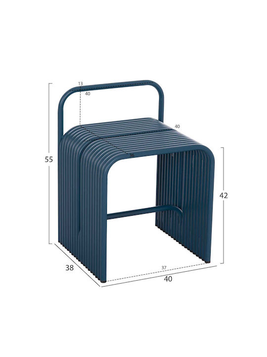 Stool For Living Room Metallic Blue Color 40x38x55cm