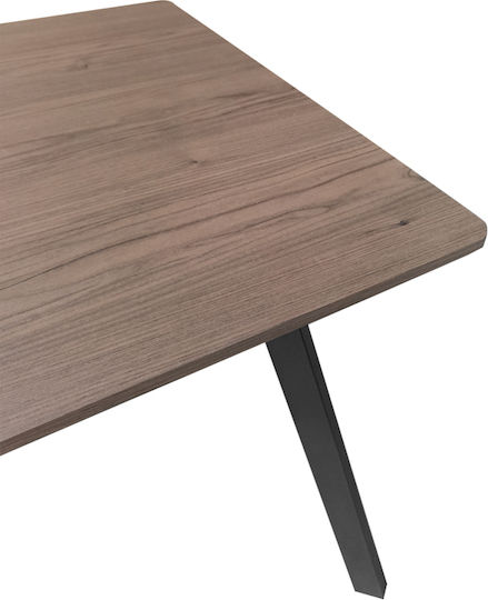 Squaro Square Table Dining Room Wooden with Metal Frame Walnut 80x80x75cm