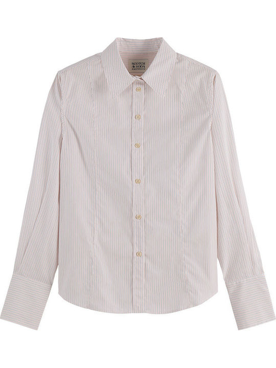 Women's Striped Long Sleeve Shirt Ecru