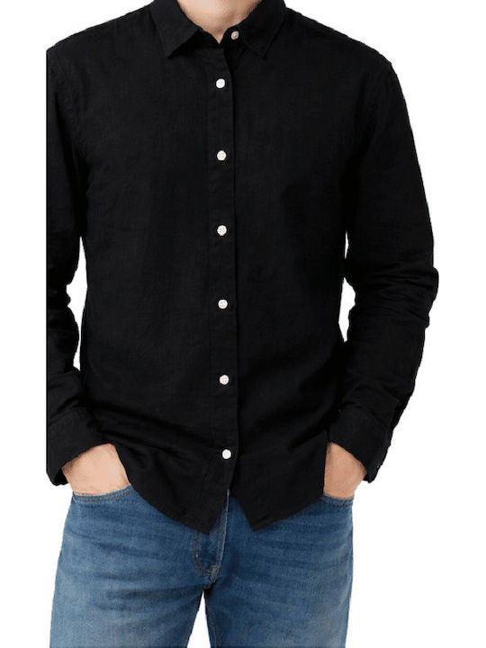 Langärmlig Leinen Hemd Black