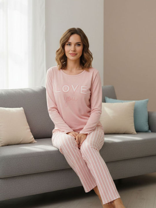 Tres Chic Winter Damen Pyjama-Set Pink