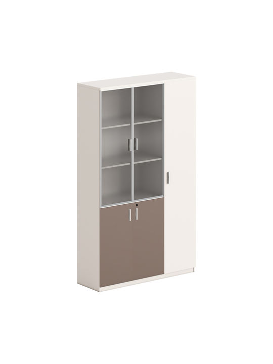 Bibliotecă Newline Albă-Deschis Maro 120x40x200 cm