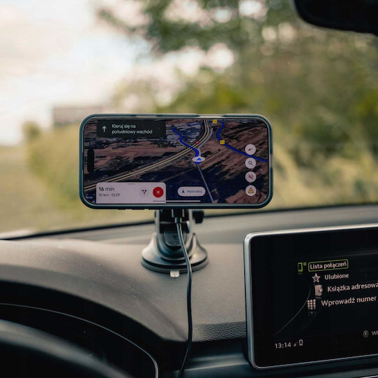 Spacecase Auto Handyhalterung mit Magnet und Kabelloses Laden MagSafe Schwarz