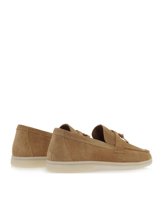 Leather Women's Loafers in Brown Color