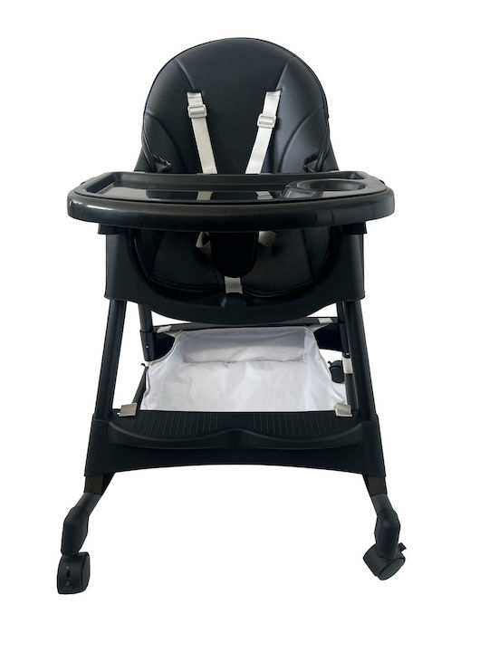 ForAll Bebe Foldable Baby Highchair 4 in 1 with Adjustable Height Black