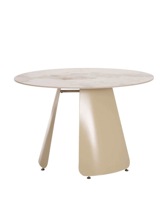 Round Table Dining Room with Ceramic Surface Cream 120x120x78cm