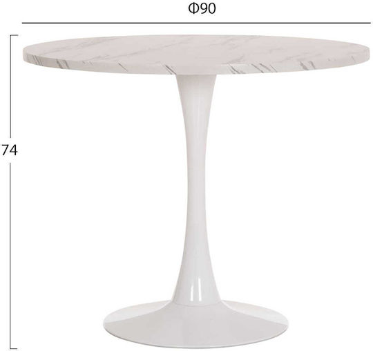 Round Dining Table White Marble 90x90x74cm Round Dining Table White Marble 90x90x74cm