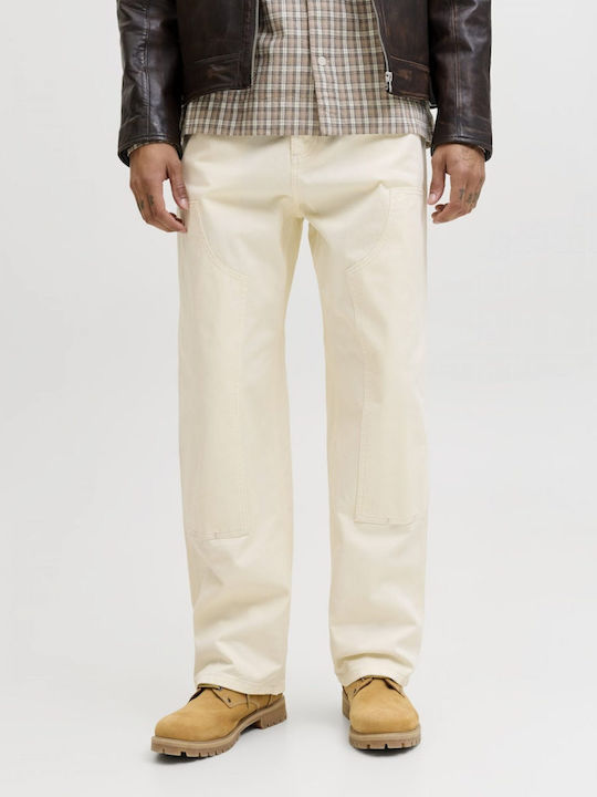 Men's Jeans Pants with Relaxed Baggy Fit Ecru