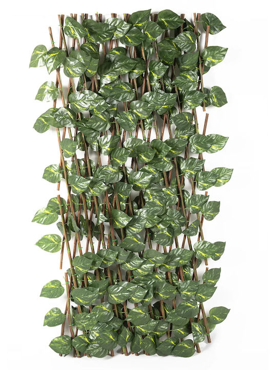 Artificial Fence Wooden Frame Green Leaves Expandable 100x190cm