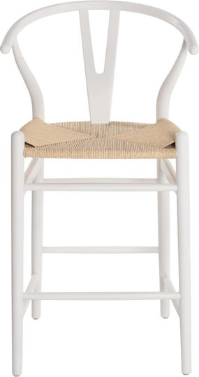 Stool Bar with Backrest Metallic White 48x53x100cm