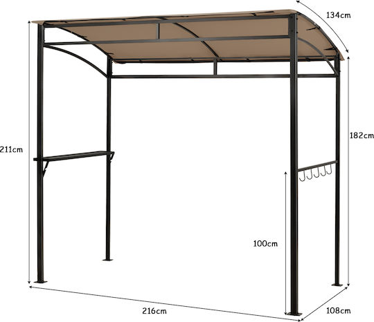 Metal Garden Arbour 134x134x216cm