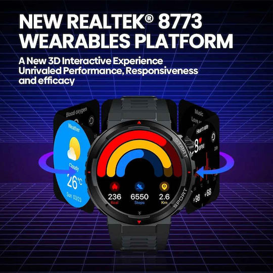 Zeblaze Ares 3 Plus 45мм Смартчасовник с Пулсомер (Червен)