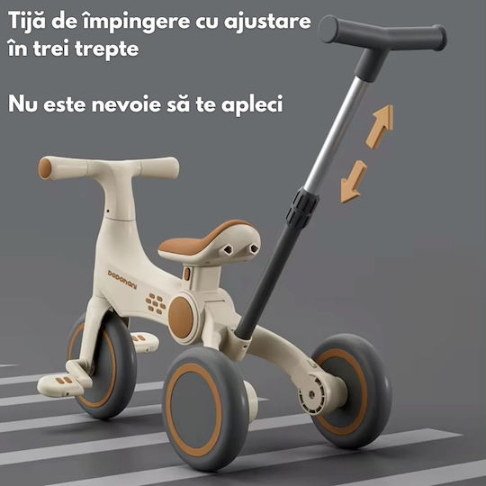 Inco Tricicletă Pentru Copii Cu Mâner Pentru Părinți Pentru 2-6 Ani Albă