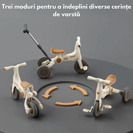 Inco Tricicletă Pentru Copii Cu Mâner Pentru Părinți Pentru 2-6 Ani Albă