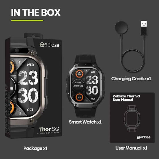 Zeblaze Thor SQ Smartwatch mit Pulsmesser (Schwarz)