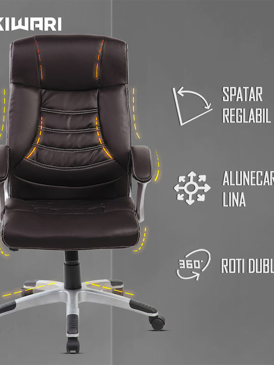 Reclining Office Chair with Fixed Arms Brown