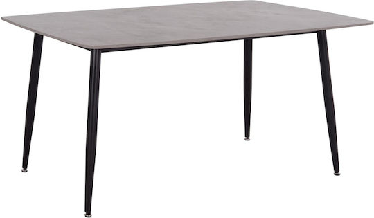 Raven Τραπέζι Τραπεζαρίας Ξύλινο με Μεταλλικό Σκελετό Γκρι Μάρμαρο 160x80x74εκ.