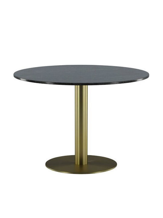 Dallas 175 Round Table Dining Room with Marble Surface Gold, Black Marble 75x75cm
