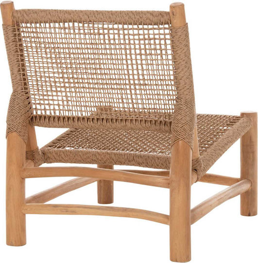 Fotoliu De Exterior Din Lemn Rattan Natural Și Sintetic 63x77x77cm
