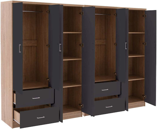 Τετράφυλλη Ντουλάπα 241x42.5x180.5cm Τετράφυλλη Ντουλάπα 241x42.5x180.5cm