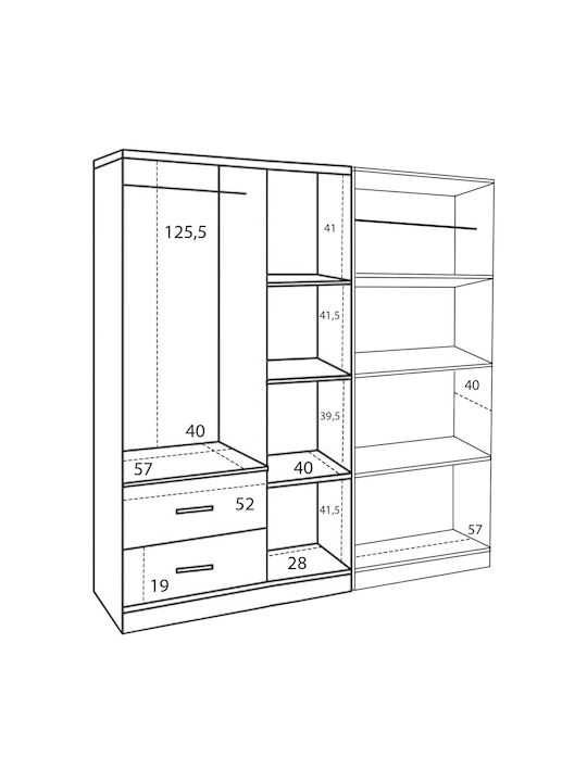 Five Door Wardrobe Zebrano 150x42.5x181cm