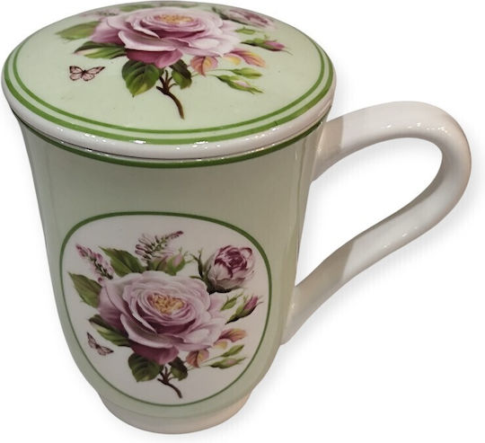 Oriana Ferelli Cană din Porțelan cu Capac Multicoloră 300ml Oriana Ferelli Cană din Porțelan cu Capac Multicoloră 300ml