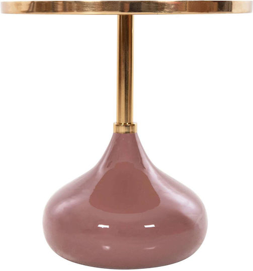 Masă Laterală Rotundă Metalică Roz-Bej M46xL46xÎ46.5cm